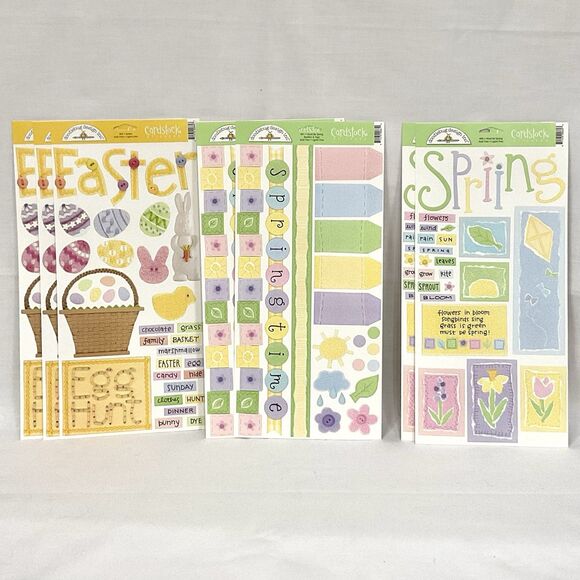 Doodlebug Cardstock Stickers Lot 13 sheets Spring Easter Valentines Winter - Picture 3 of 3